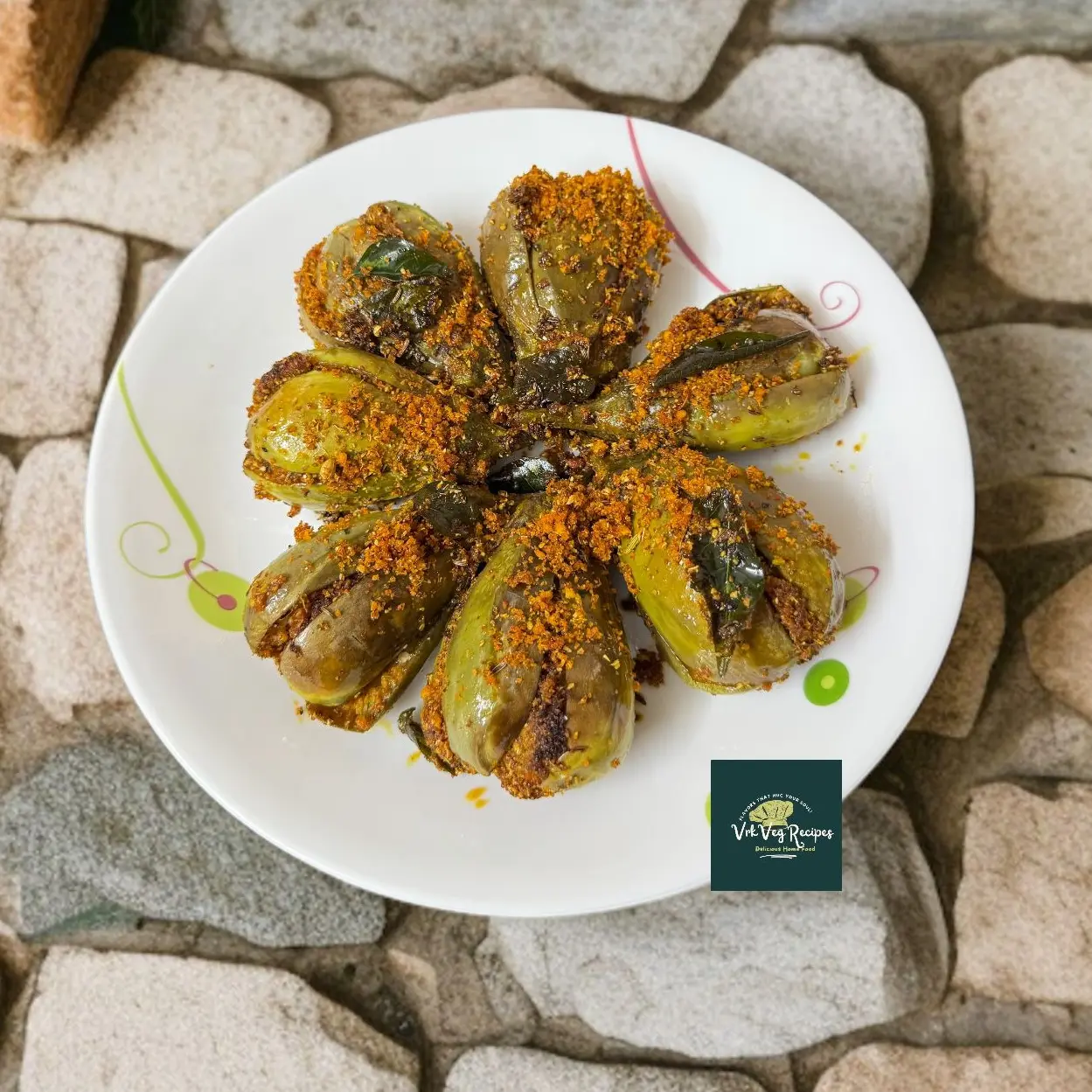 Easy Homemade Masala Stuffed Brinjals Pan-roasted brinjals stuffed with homemade dry masala blend including coconut, garlic, and spices for a bold taste.