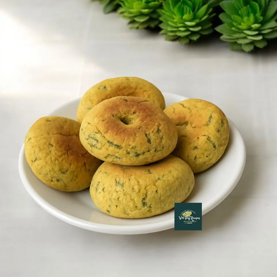 Chickpea Flour Bagels with Coriander Baked chickpea bagels made with coriander and nut flour, a healthy gluten-free snack served on a parchment-lined tray.