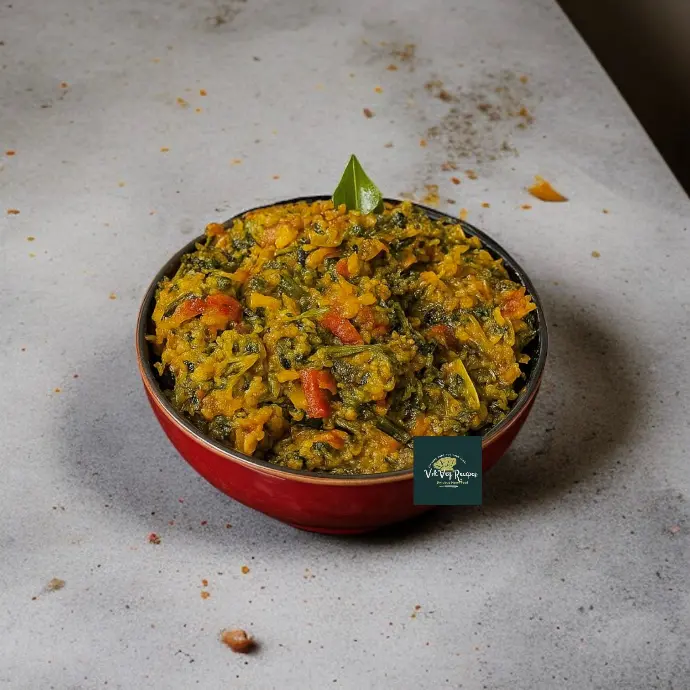 Thotakura Fry with Sesame — Tasty Side Dish Thotakura Fry with Sesame — Traditional South-Indian Side Dish with Amaranth Greens