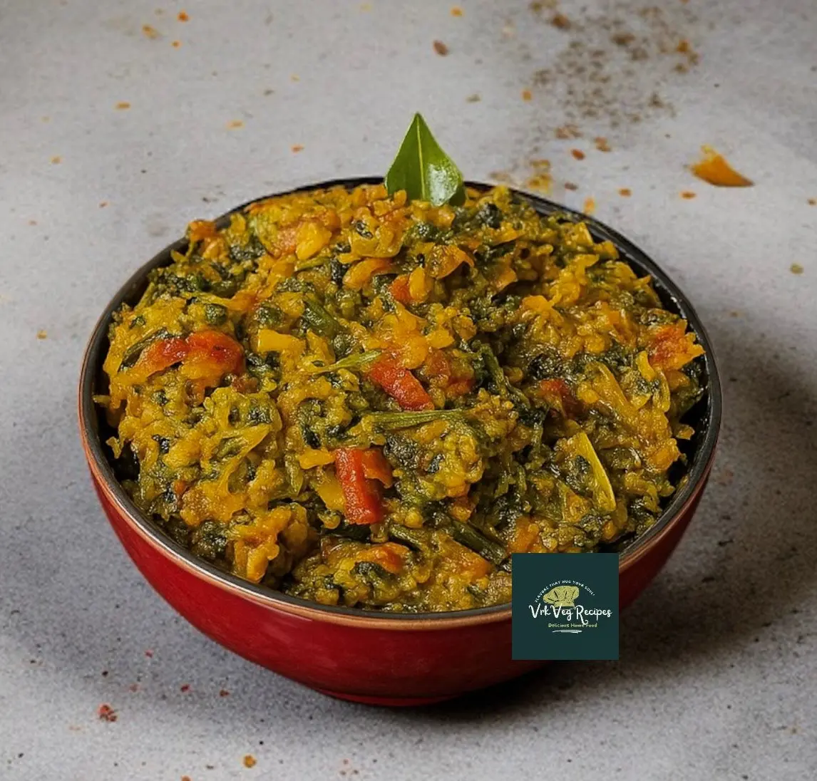 Thotakura Fry with Onion, Cumin, Curry Leaves & Roasted Sesame Powder