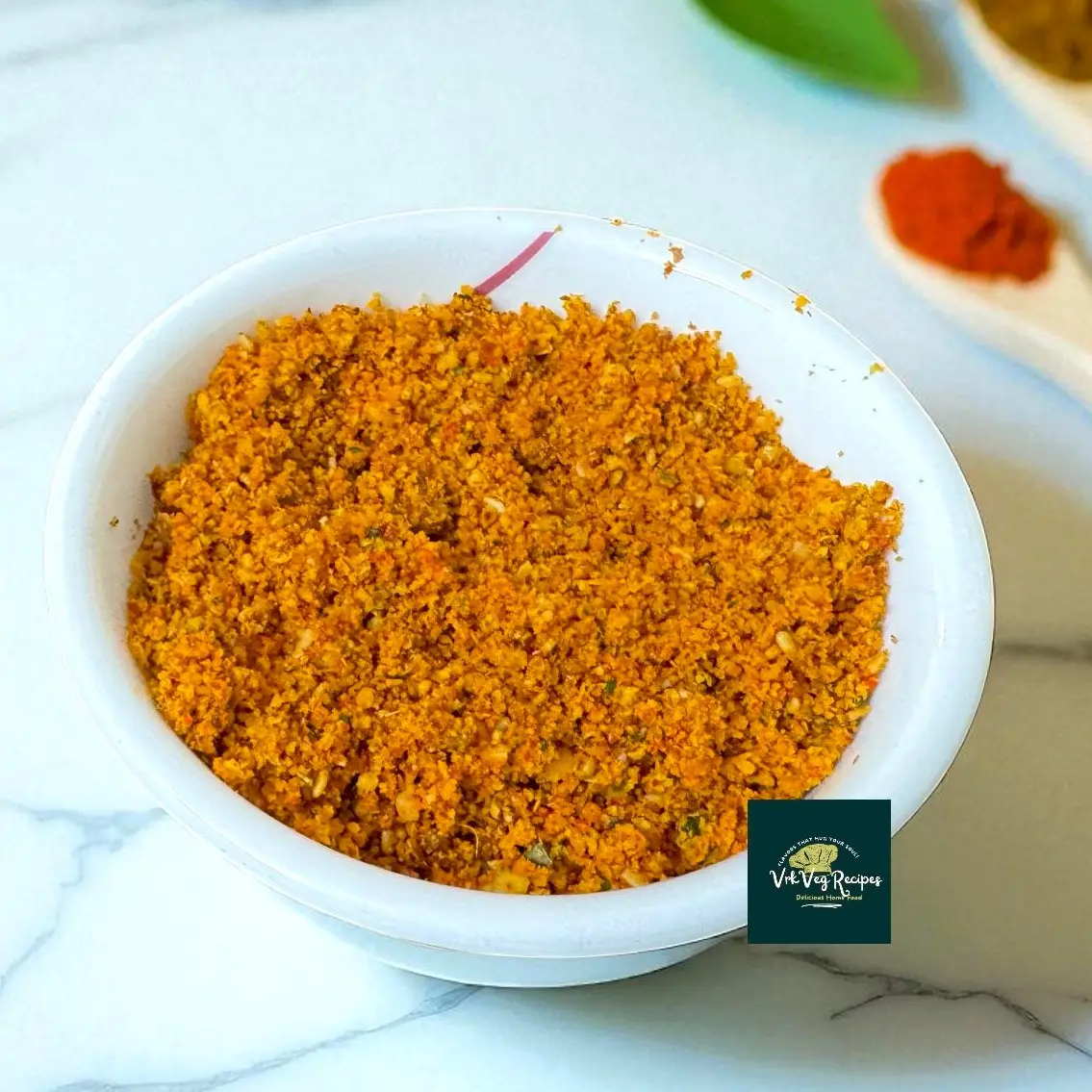 Homemade South Indian curry masala with garlic and peanuts for rich, spicy flavor in stir-fries, sabzis, and curries.
